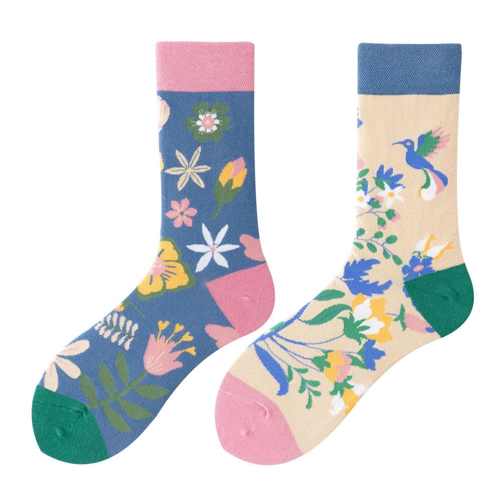 Asymmetric Colorful Christmas Cotton Socks for Couples
