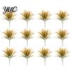 Artificial Greenery Decor 1/12Pcs 5-Fork Plants, UV Resistant Faux Stem Decoration, Realistic Fake Plants Plastic Grass for Outdoor Garden Patio Porch