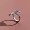 Adjustable Open Ring With Vintage Snake Texture Design Unisex Retro Statement Jewelry Daily Wear