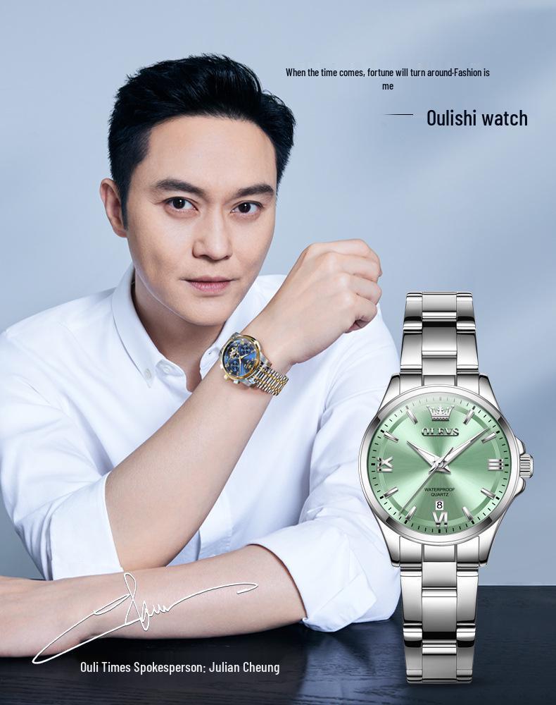 Женские кварцевые часы Oulishi из цельной стали - Высококлассные, Водонепроницаемые, Полностью автоматические, Модный аксессуар
