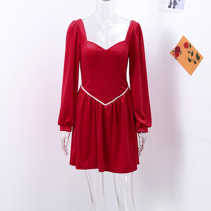 Sexy Velvet Strapless Short Party Dress Women Off Shoulder Long Sleeve Autumn Lady Christmas Evening Bandage Dresses