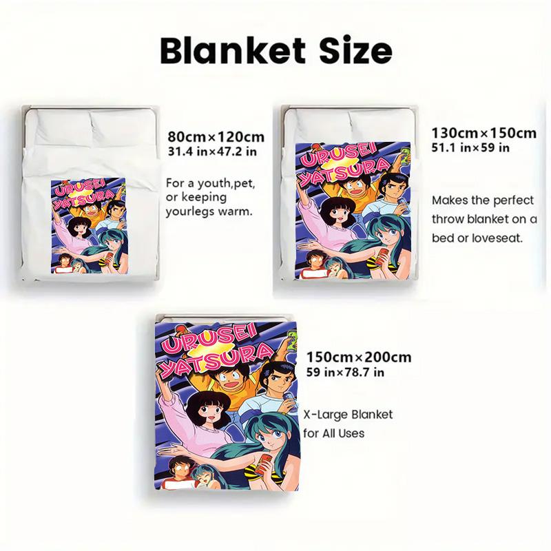 Urusei Yatsura 2D Flat Pattern Flannel Blanket High quality All Seasons Warmth and Comfort Perfect for Christmas Gifts.DMT0925281