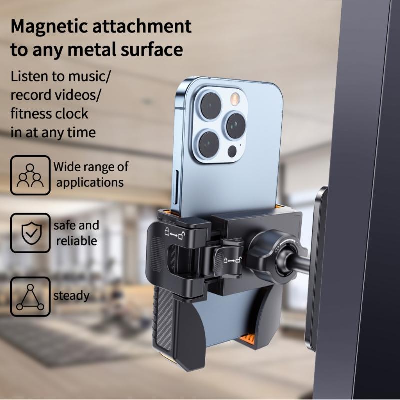 Портативный магнитный держатель для телефона для фитнес-машин, занятий спортом на открытом воздухе, с сильными магнитами и присоской