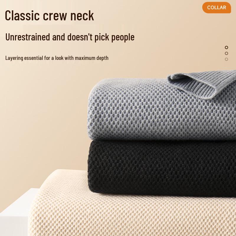 Fingercroxx IT Men's Warm Round Neck Pineapple Texture Sweater