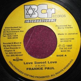 7-дюймовая пластинка ФРЭНКИ ПОЛА Love Sweet Love BCR0010 BCR INTERNATIO 1997 Ямайка Регги Ска Даб Б/У