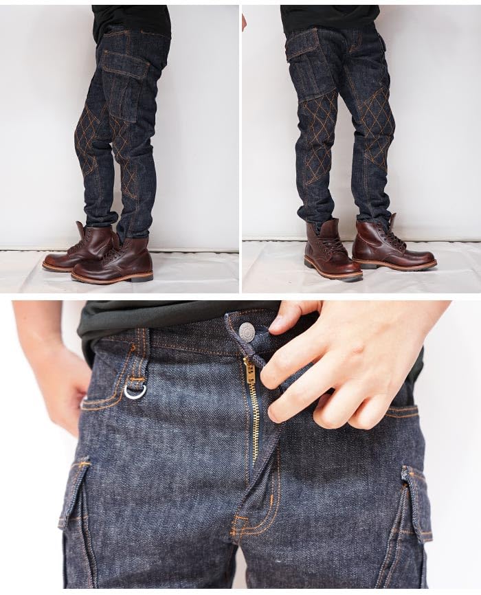 Kojima Jeans KOJIMA GENES 13 унций Джинсы карго с двойными коленями, узкие, стрейч, деним, одна стирка, сделано в Японии, мужские RNB-117 Индиго-42