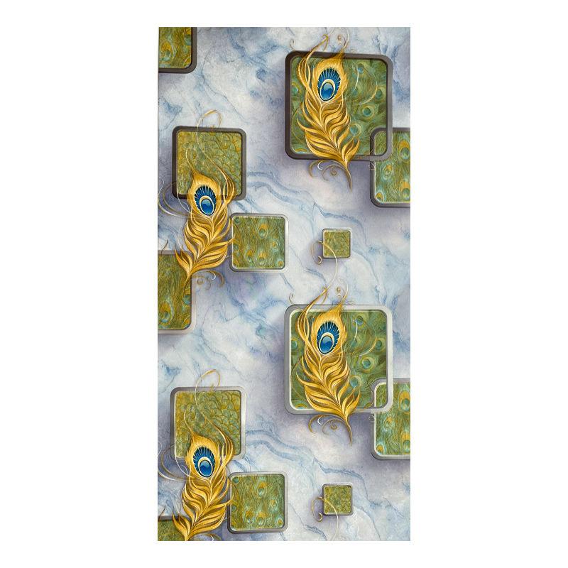 Обои с павлиньим пером 3d Тисненые Гостиная Спальня ТВ Диван Мраморная текстура Геометрические обои Ktv Отель Фреска Синий Серый