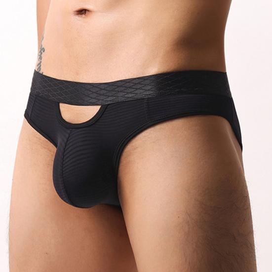 Мужские трусы-слипы, высокая эластичность, облегающий крой, однотонные, с полосатым принтом, дышащее сетчатое белье, гладкая обработка, низкая посадка