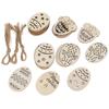 30pcs Easter Unfinished Wooden Ornaments Oval DIY Wooden Hanging Ornaments with 12 Paintbrush 30