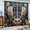2pcs Retro Owl Oil Painting Printed Curtain for Home Decor - Rod Pocket Window Treatment for Bedroom, Office, Kitchen