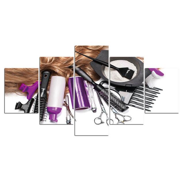 Без рамки 5 шт., модная парикмахерская, стрижка, HD настенное искусство, холст, постеры, картины, домашний декор для гостиной