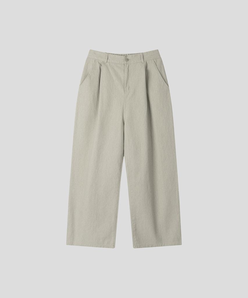 BLACK MOMENT Balloon Fit Pintuck Wide Cotton Pants [Khaki Brown]
