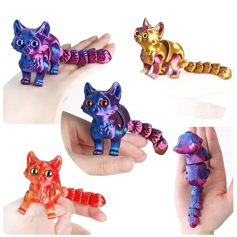 12 см шарнирный 3D-печатный кот, милые животные, фиджет-игрушки, декор для снятия стресса, настольное украшение, рождественский подарок для питомца