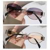 Metal Frame Oval Sunglasses Summer Classic Shades Fashion Punk Sun Glasse  for Women & Men