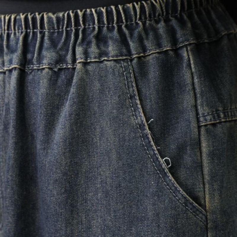 Повседневные свободные шаровары женские весна-лето винтажный стиль вышитые джинсы брюки женские с высокой талией свободные карманные джинсовые брюки