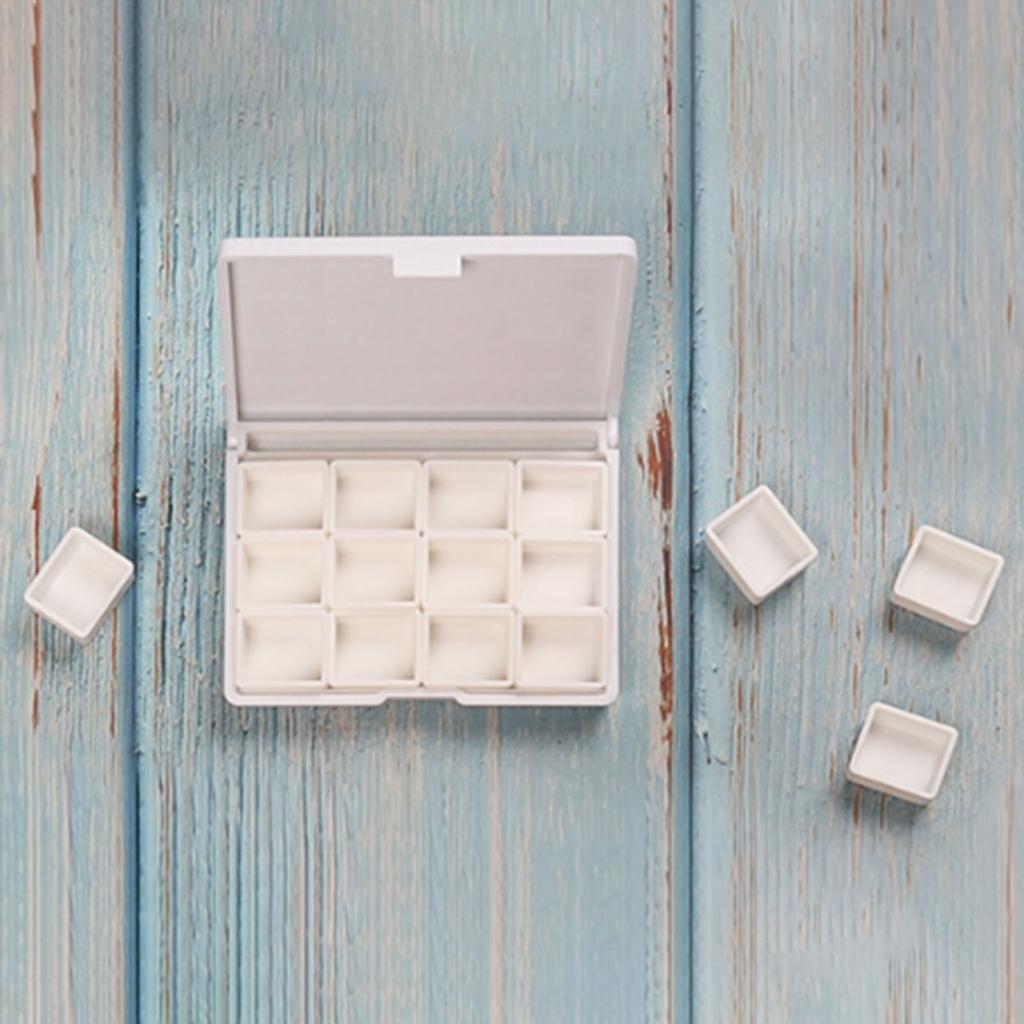 Палитра для акварельных красок, 12-луночный кейс с пылезащитной крышкой, переносной лоток для смешивания акварельных красок для студентов-художников