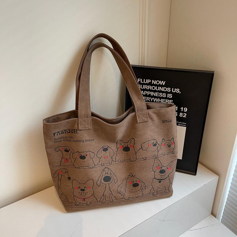 Корейская трендовая женская большая холщовая сумка-тоут, издание 2025 года – Универсальная, повседневная и вместительная наплечная сумка для поездок на работу