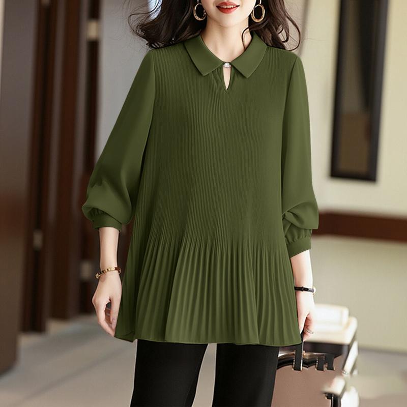 ZANZEA Женская повседневная свободная блузка с отложным воротником и длинным рукавом