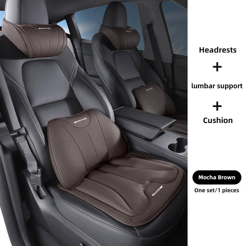 TWEK4 Car Headrest PU Leather Protection Lumbar Cushion Seat Interior Kit Accessories Car Hub Cap For Mercedes Benz AMG W214 W205 W204