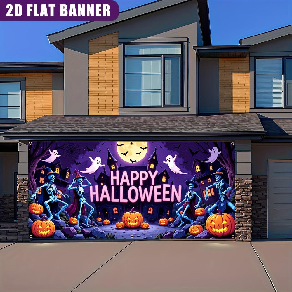2D flat banner - 1 piece of Halloween magic skull garage horizontal decorationzyc