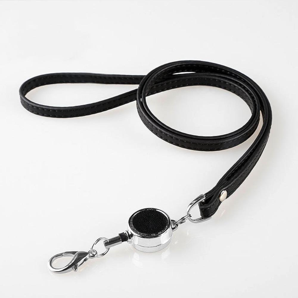 Leather Lanyards Telescopic Sling Bright Colors ID Badge Holder Office School