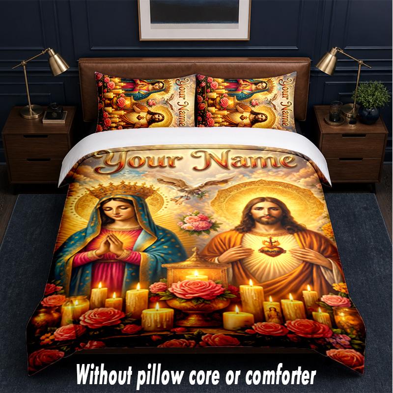 Valentine Love Theme Custom Text Or Name 3Pcs Bedding Set,1 Flat Sheet & 2 Pillowcases Personalized Home Bedding