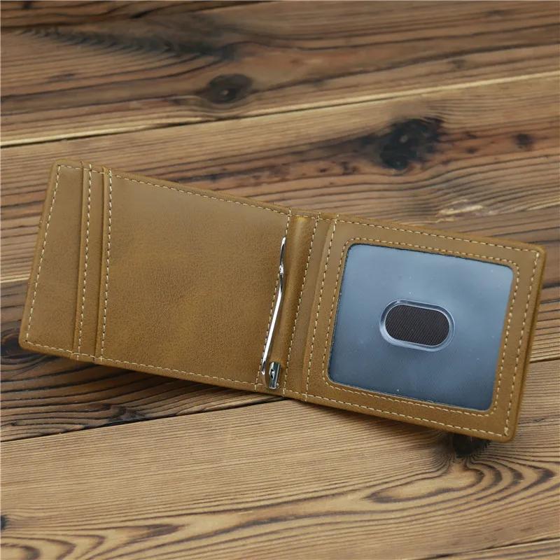 RFID Денежный зажим для долларов Повседневный маленький кошелек для мужчин Мужские тонкие кошельки из ПУ кожи Короткий мини-кошелек с карманом для карт Кошельки