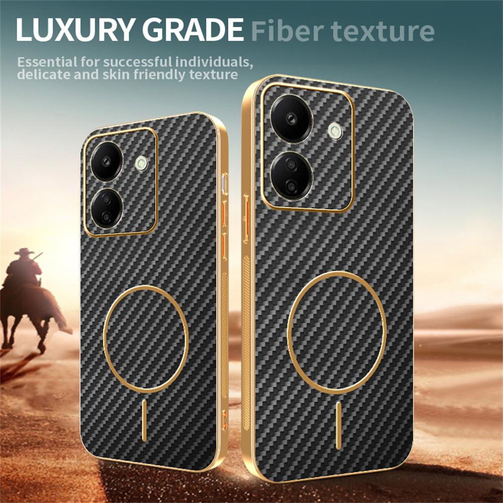 For Xiaomi Redmi 13C 4G/Poco C65 4G Phone Case Carbon Fiber Textured Electroplated TPU Back Cover