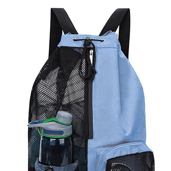 Спортивный рюкзак на шнурке для спортзала, большая вместимость, большая несущая сетчатая сумка для плавания с мокрым карманом, дорожный пляжный рюкзак для плавания