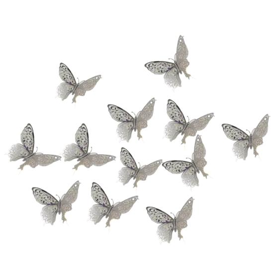 12 Pcs 3D Butterfly Wall Decor 3 Sizes Hollow Butterfly Decoration for Birthday Party Cake Topper Removable Wall Murals Decal for Kids Room