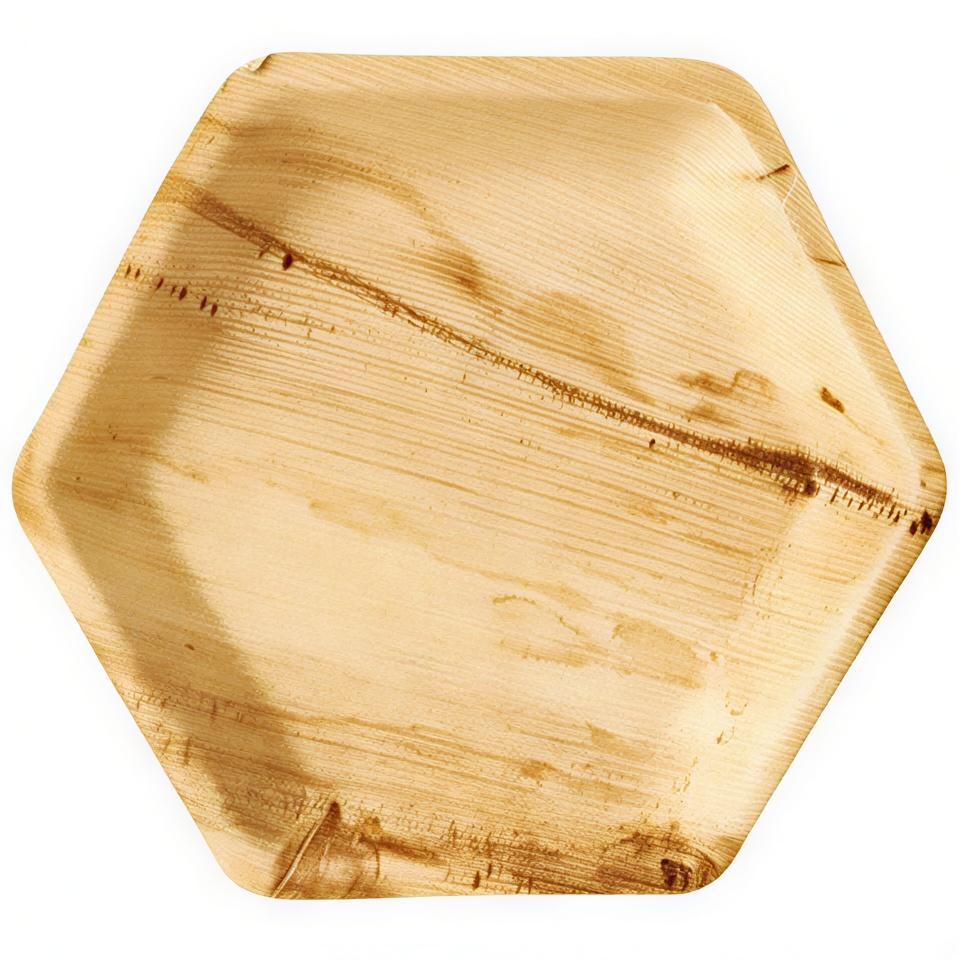 Talerz Z Liści Palmowych Sześciokąt 23,5 X 3 Cm 25 Szt.