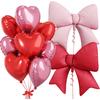 10pcs/Lot Pink Bow Balloon with 18inch heart Pink Balloon set Bow Balloon Wedding Bride Shower Gift Balloon Decoration 5