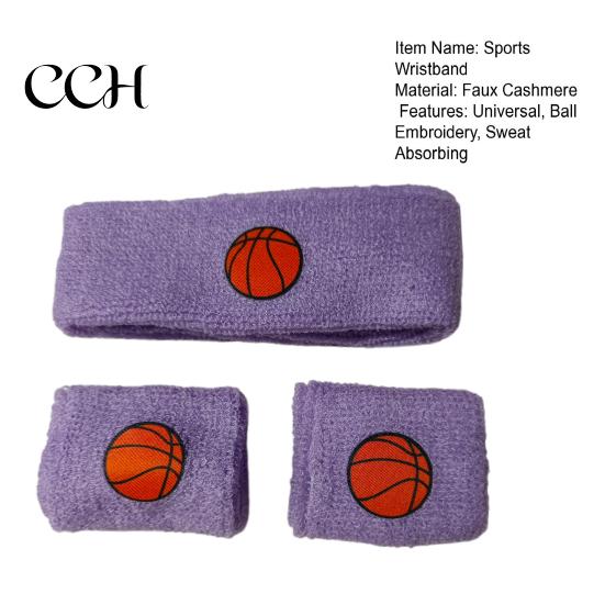 Comfortable Sports Wristband 1 Set Kids Headband Ball Embroidery Stretch Breathable Boys Girls Sweat Absorbing Knitted Basketball Volleyball