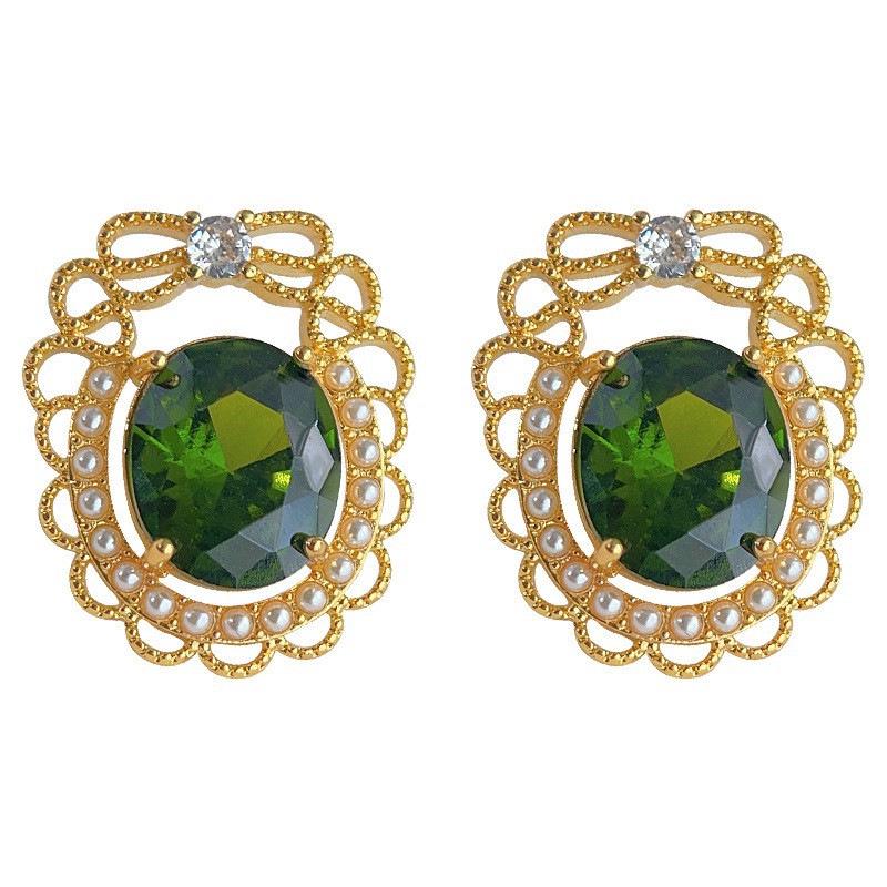 Изумрудные серьги-пусеты в стиле ретро середины века