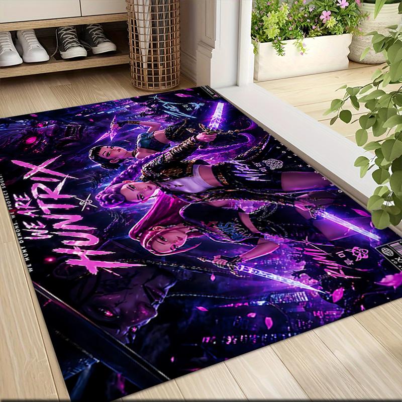 Huntrix Urban Fantasy Hunters Carpet Rug Soft Washable Antislip Home Living Room Sofa Mats Personalized Christmas Rug