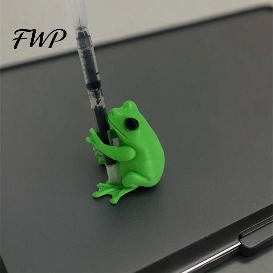 Cute Desk Decor Pen Holder Frog Mini Desktop Organizer Holds Pens Pencils Fountain Firm Grip Prevents Rolling Practical for Home Office