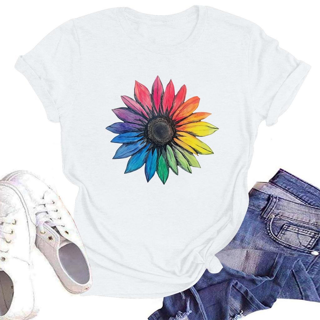 Женская повседневная свободная футболка с принтом, круглый вырез, пуловер, короткий рукав, топ