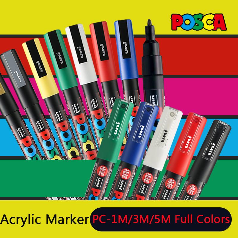 Маркер uni POSCA POP на водной основе, Ассорти цветов PC-1M/3M/5M Наконечники 0,7~2,5 мм Профессиональный акриловый маркер для художников и дизайнеров