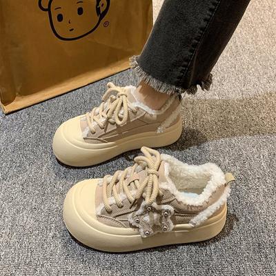 Оригинальные туфли Niche fat star, женские туфли с круглой головкой и пятиконечной звездой, уродливые милые туфли в виде кексов, сложенные и утолщенные, теплые зимние туфли из хлопка