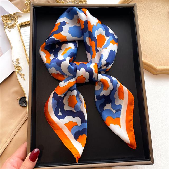 Silk Scarf For Women Luxury Hijab Hair Bands Square Neckerchief Female Satin Shawl Ribbon Headband Fashion Wraps Bandana