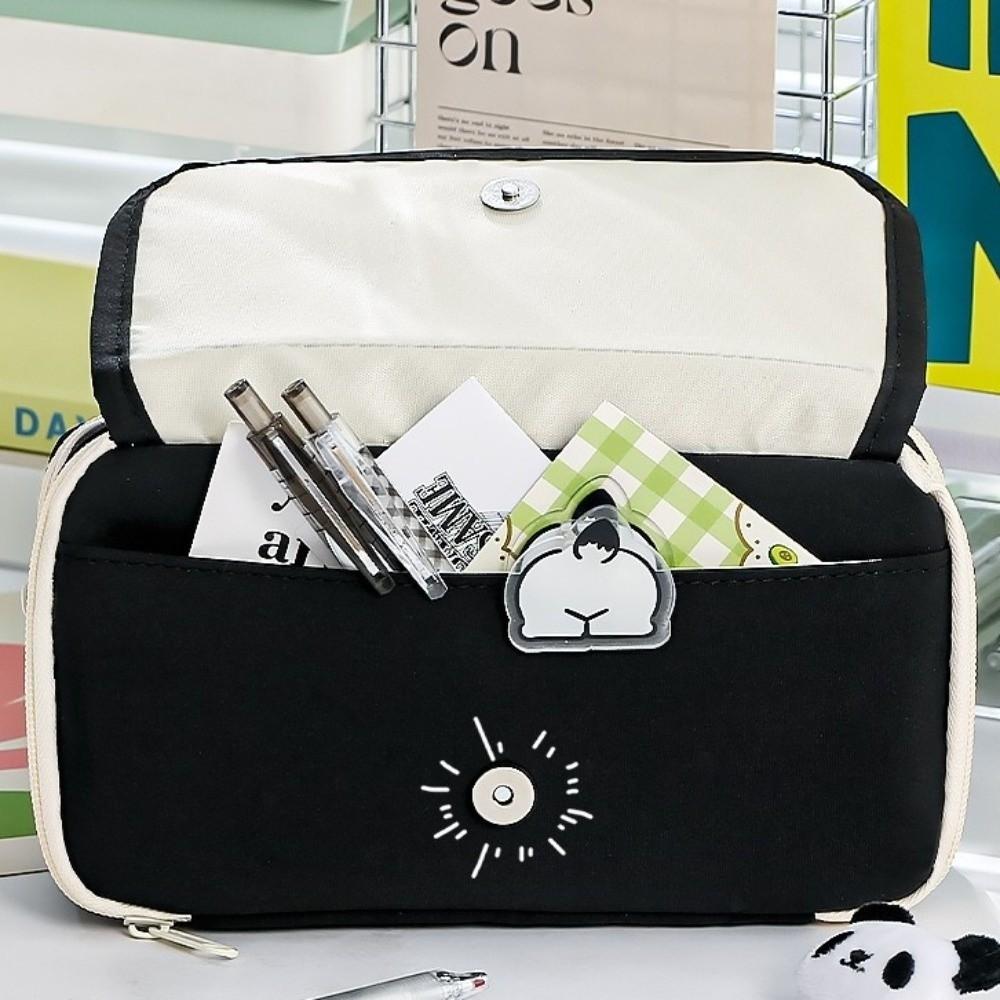 Lightweight Multi Compartment Stationery Bag Large Capacity Pencil Pouch Pen Bag Students