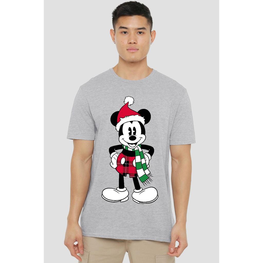 Disney Mens Mickey Mouse Tartan Christmas T-Shirt