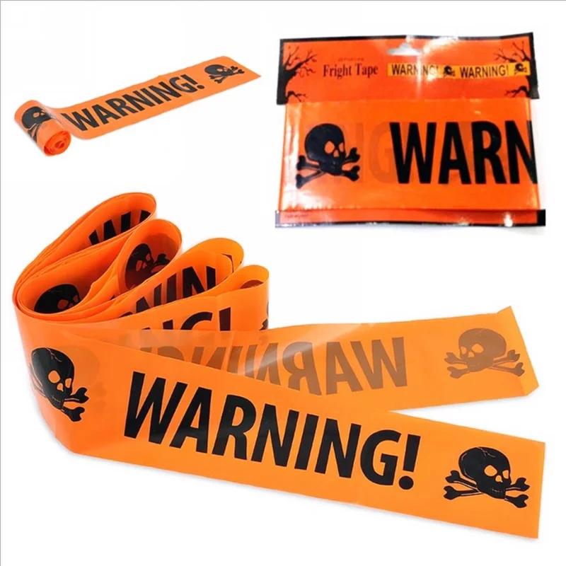 1Pc Halloween Props Window Prop Warning Line Plastic Skull Head Warning Tape Signs Halloween Decoration Witch Balloons Lot