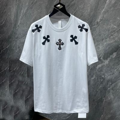 8552 CHROME HEARTS Лето 2026 Новая Высококачественная Хлопковая Круглый Вырез Свободная Большого Размера Мужская и Женская Футболка Футболка для Пары