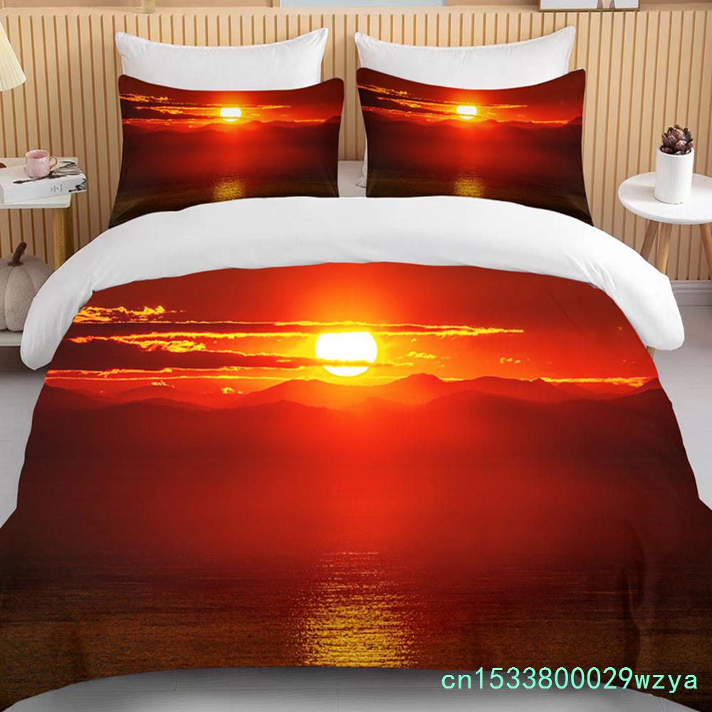 Комплект постельного белья Sun Bedding Набор пододеяльников с принтом ночного вида с наволочками Постельное белье размера King Queen Full Double Single Роскошный Декор кровати