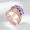 Роскошные женские большие кольца с фиолетовым цирконием, глянцевый золотой геометрический дизайн, винтажные украшения, свадебные вечерние аксессуары