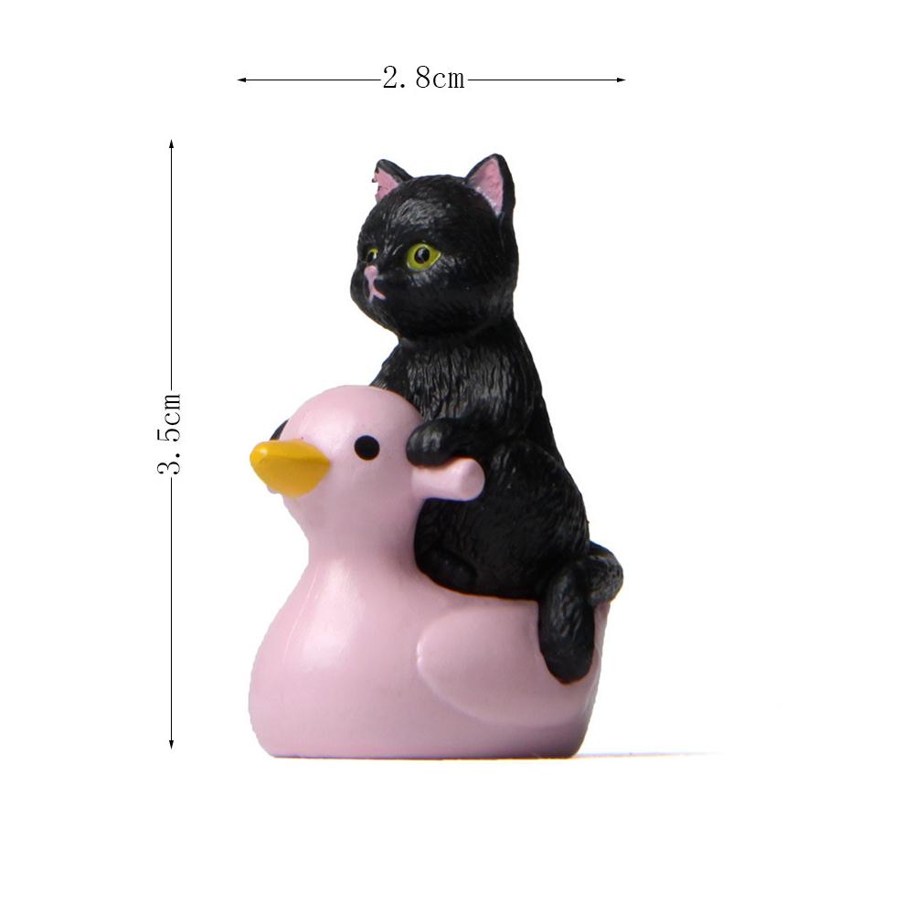 Милая Мини-Фигурка Кошки, Сидящей на Утке, Миниатюрная Ручная Работа, Фигурки, Ландшафтные Игрушки для Детей, Подарок, Украшение для Автомобиля, Дома, Сада