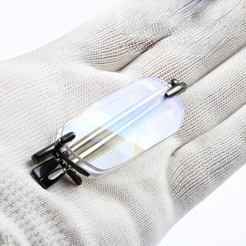 Портативные мини складные безрамочные очки для чтения для мужчин, очки с регулируемыми дужками и чехлом, клипса для ремня, очки для пресбиопии для женщин