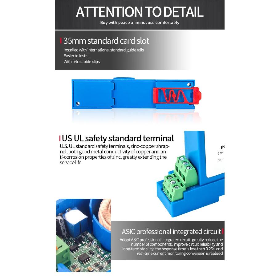 DC Voltage Transmitter 0-100V/0-200V/0-500V RS485 4-20mA AC Voltage Sensor AC/DC Voltage Sensor Transducer Transmitter