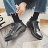 Маленькие кожаные туфли на толстой подошве Мужские трендовые удобные мужские туфли Британская молодежь Кожаные туфли с большой головой Универсальная модная мужская обувь